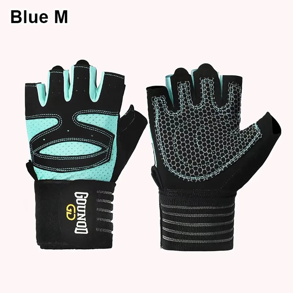1Pair Half Finger Weight Lifting Glove Breathable Anti-Slip Weightlifting Gloves Bodybuilding Powerlifting Wristband Support