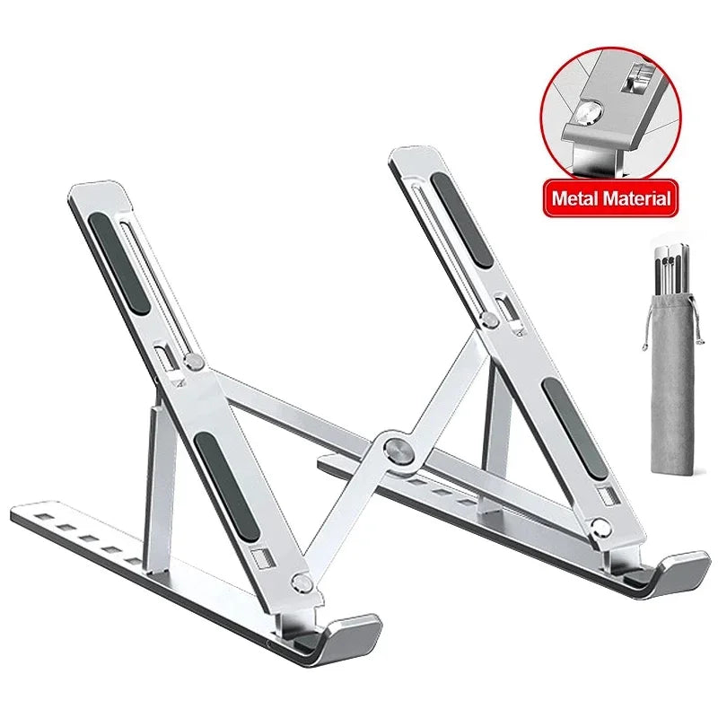 Adjustable Foldable Aluminum Alloy Laptop Stand, Portable Lifting Cooling Non-Slip Notebook Computer Holder Bracket
