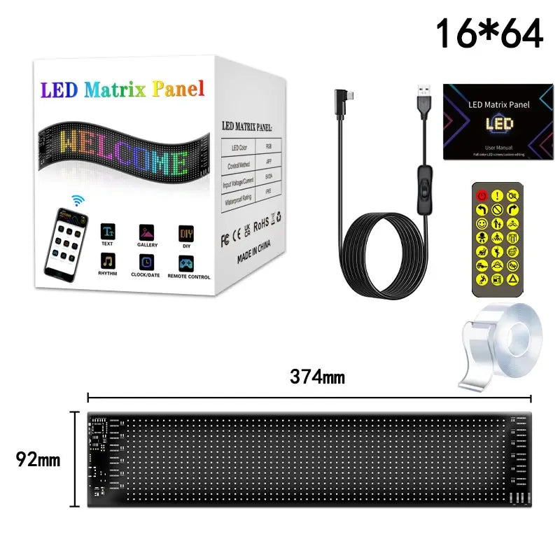 Led Eyes For Truck Led Matrix Panel RGB LED Car Panel DIY Programmable Bluetooth App Control Scrolling  Light