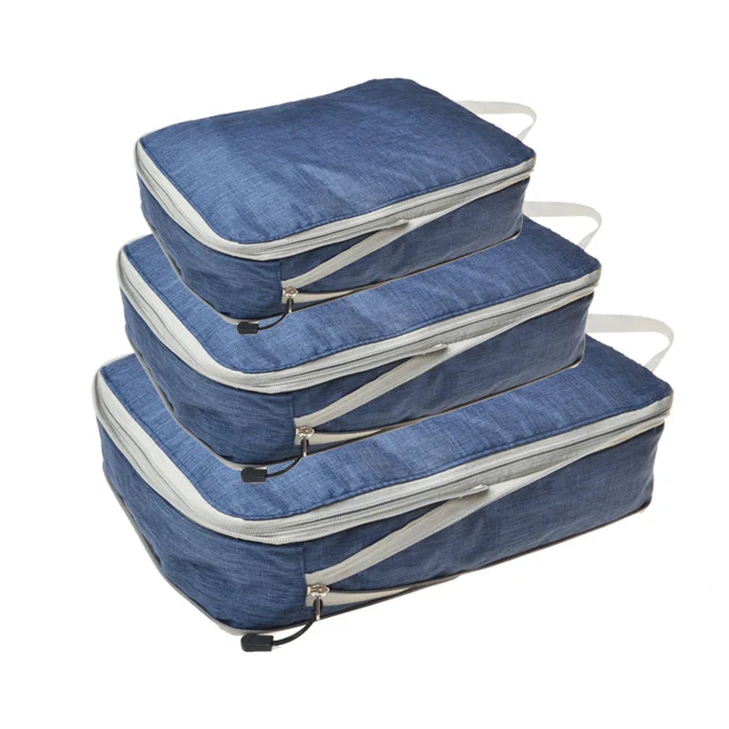 Travel Storage Bag Compressible Packing Cubes Foldable Waterproof Travel Suitcase Nylon Portable With Handbag Luggage Organizer