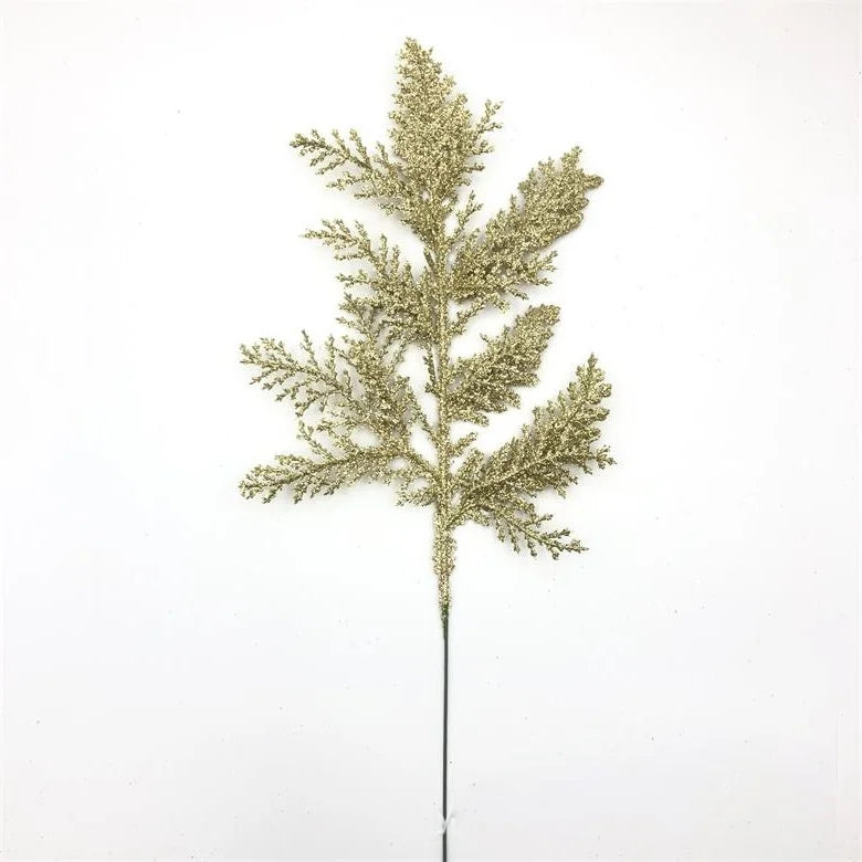 10/20Pcs Glitter Artificial Leaves Bundle Xmas Christmas Tree Decoration Vase Arrangement Home Party DIY Floral Garland Decor