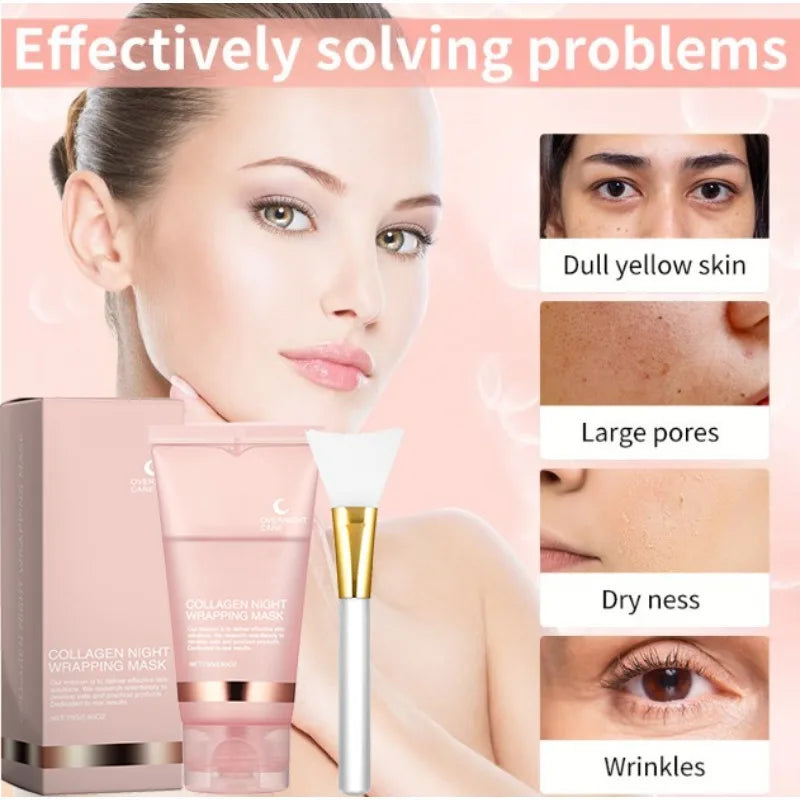 Collagen Peel-off Mask Night Wrapping Facial Mask Deeply Moisturizing Hydrating Firming Skin Facial Mask Daily Face Skin Care