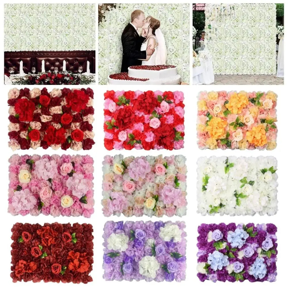 Handmade Artificial Flower Wall Panels Realistic Romantic Rose Wedding Background Durable 60X40cm Wedding Wall Backdrop