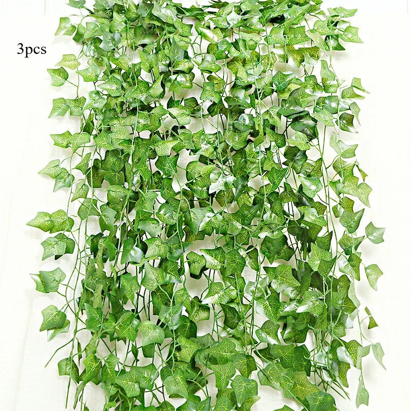 3pcs Artificial Green Ivy Vine Lifelike Faux Hanging Plant for Bedroom Wall, Wedding Indoor Outdoor Decor, Patio Decoration