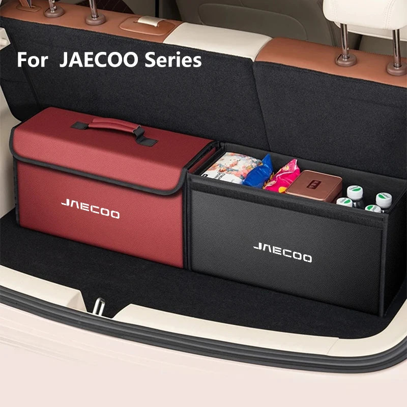 Car Leather  Trunk Storage Box Foldable Carbon Fiber For CHERY JAECOO J7 J8 J5 2023 2024 2025 Auto Organizer Bag Accessories