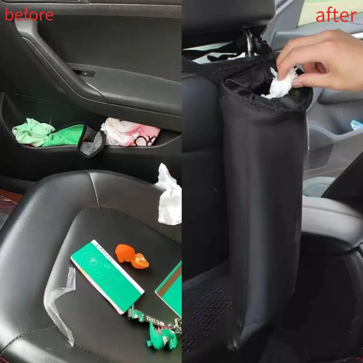 Car Trash Bags Hanging Detachable Garbage Bag Washable Seat Back Hanging Car Trash Bag Auto Garbage Can for Outdoor Traveling