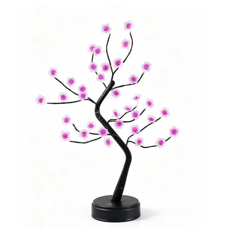 Cherry Flower Table Night Light USB Battery Touch Switch Artificial Bonsai Cherry Blossom Desktop Tree LED Lamp Light Decoration