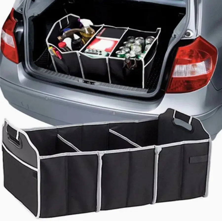 1pc Universal Car Trunk Organizer Portable Foldable Waterproof Auto Storage Bag With 3 Compartments For SUV Truck Van Sedan ﻿