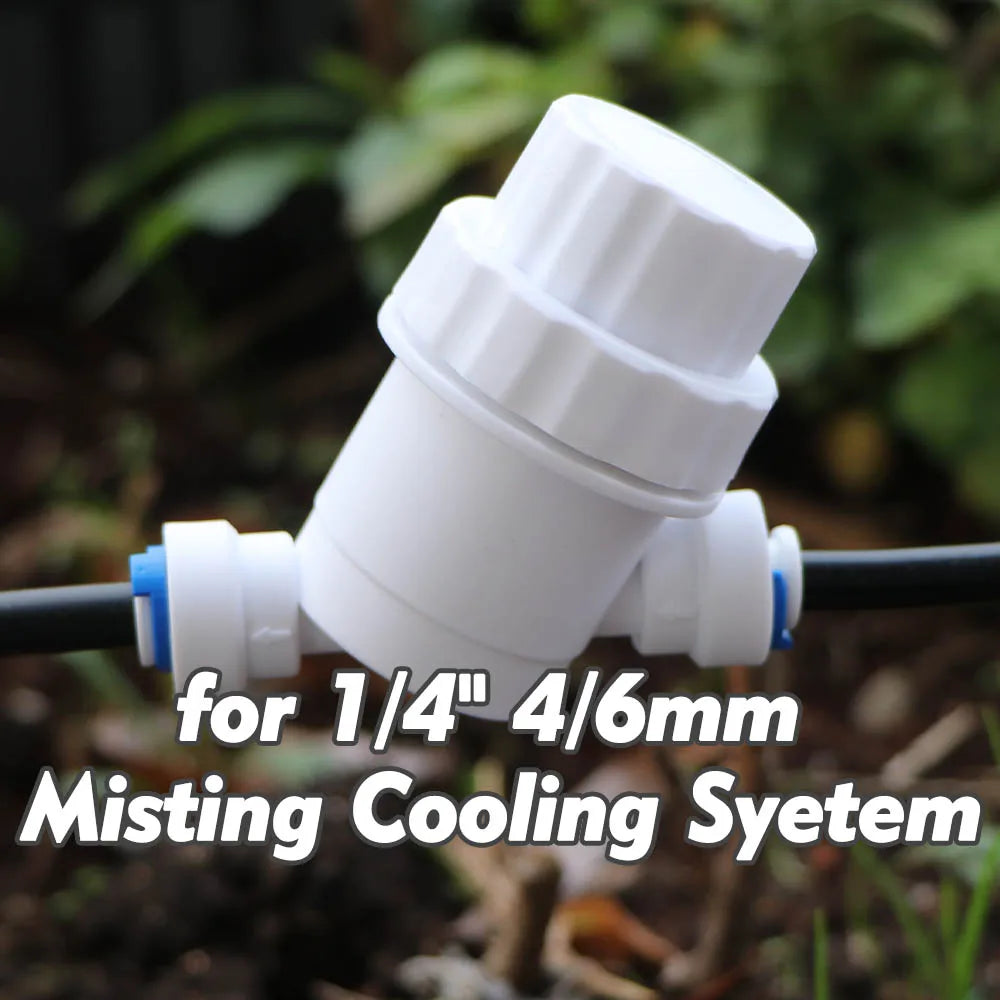 40μm 1/4" 4/6mm Mini Prefilter w/ Stainless Steel Filter Screen Slip Lock Quick Connect Garden Irrigation Misting Cooling System