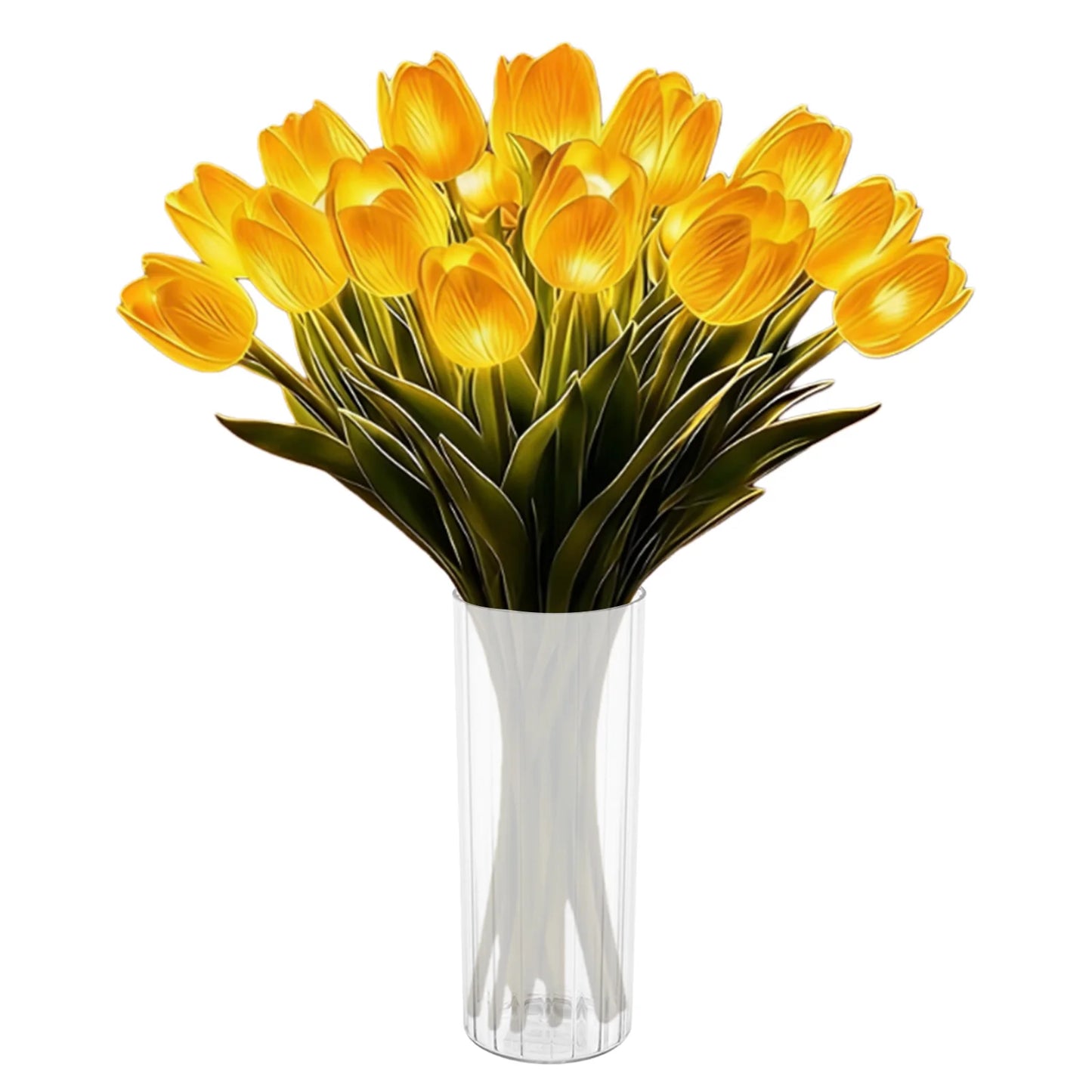 10/15pcs LED Lighted Artificial Flowers Tulip Lamp with Vase Tulip Desk LED Night Light for Valentines Day Gift