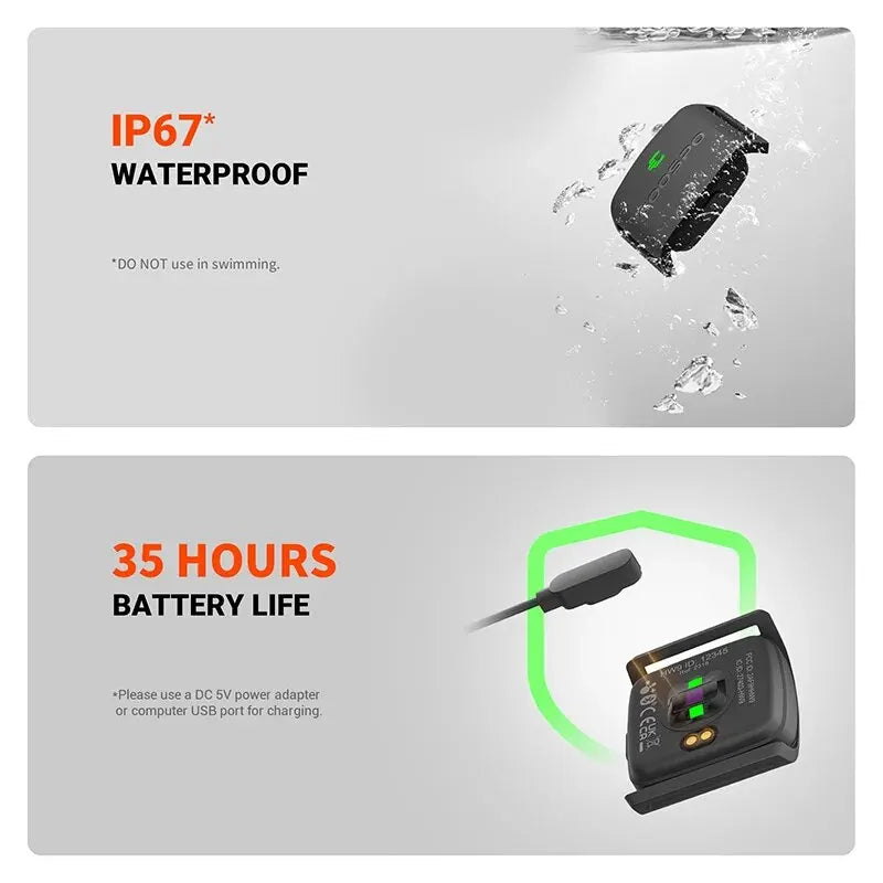 COOSPO HW9 HRM Sensor Armband Heart Rate Monitor with HR Zones/Calories for Fitness Running BLE5.0 ANT+ for Peloton,Zwift,Wahoo