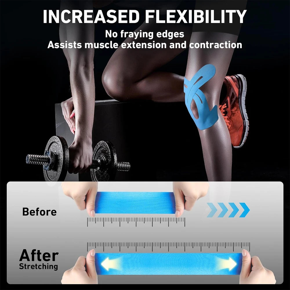 10Pcs/Set Kinesiology Tape for Knees, Knee Support & Stability - Waterproof & Elastic, Breathable Hypoallergenic Latex-Free Tape