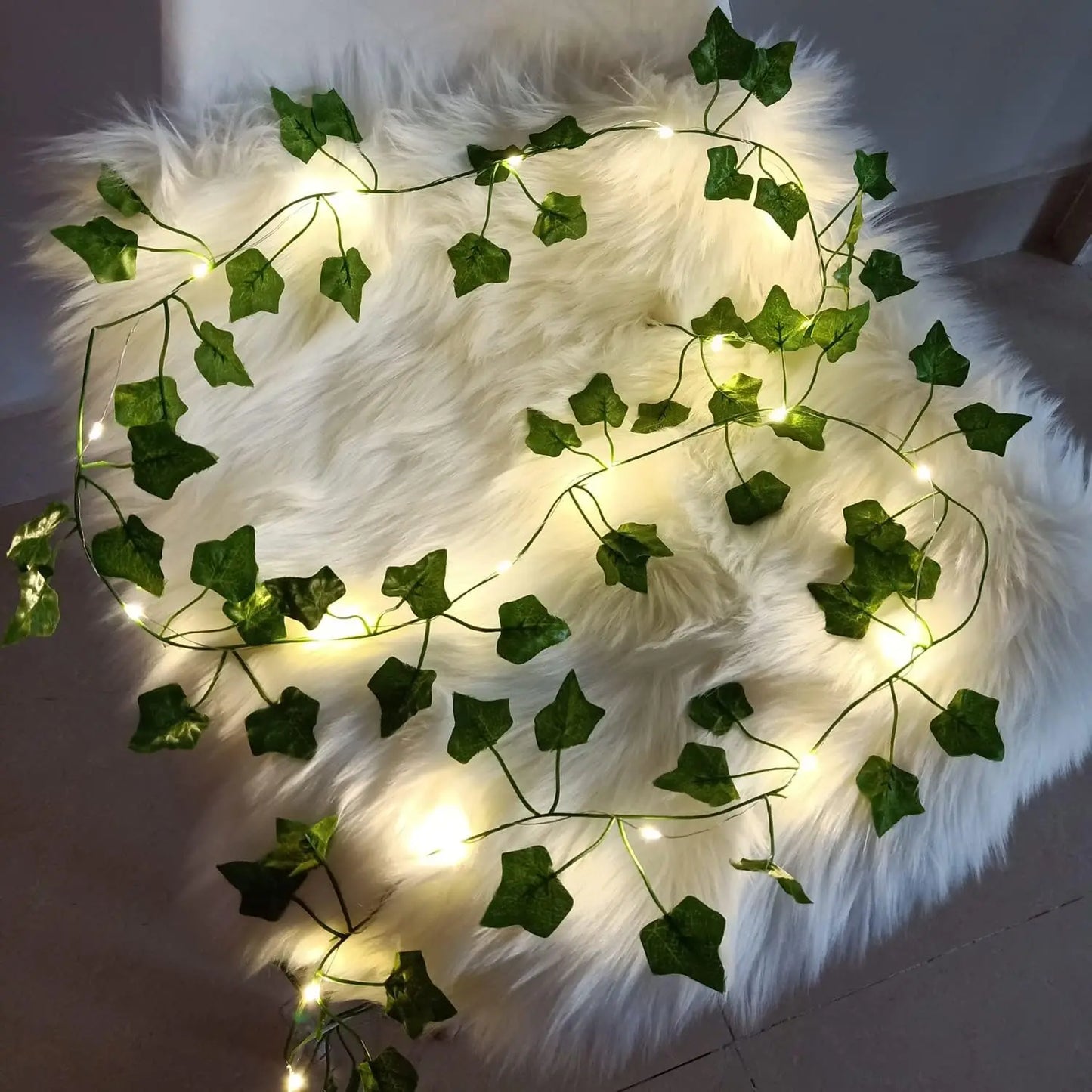 2 Meters LED light string Artificial Green Leaf Vine Home Festival Wedding Bridal garden Hanging green plants party Decoration
