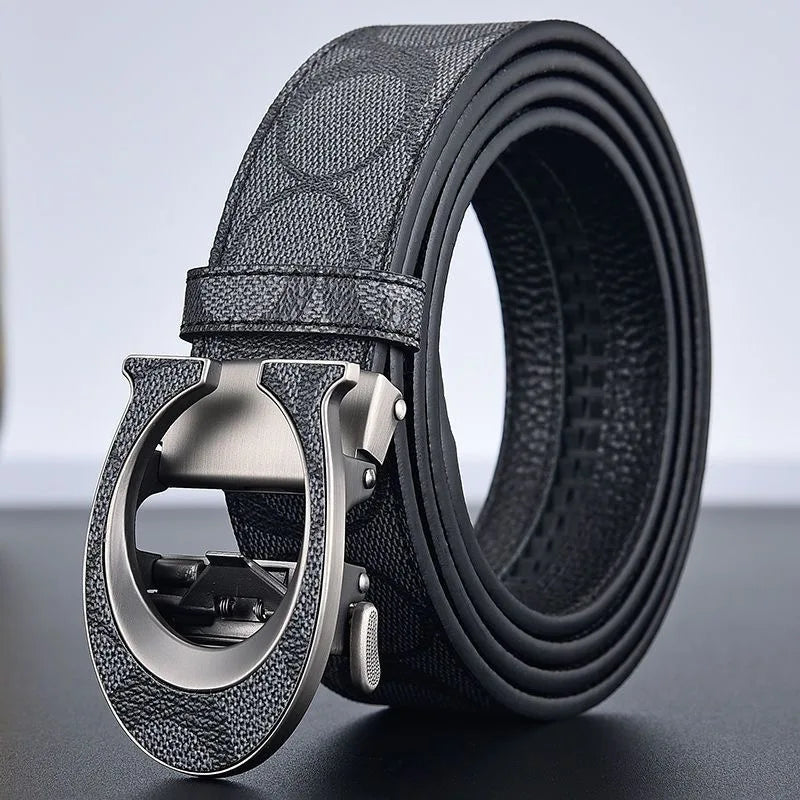 New 3.4cm fashion Women's Belt Formal Leather Canvas Male Belt High Quality Metal Automatic Buckle business Belt for men jeans