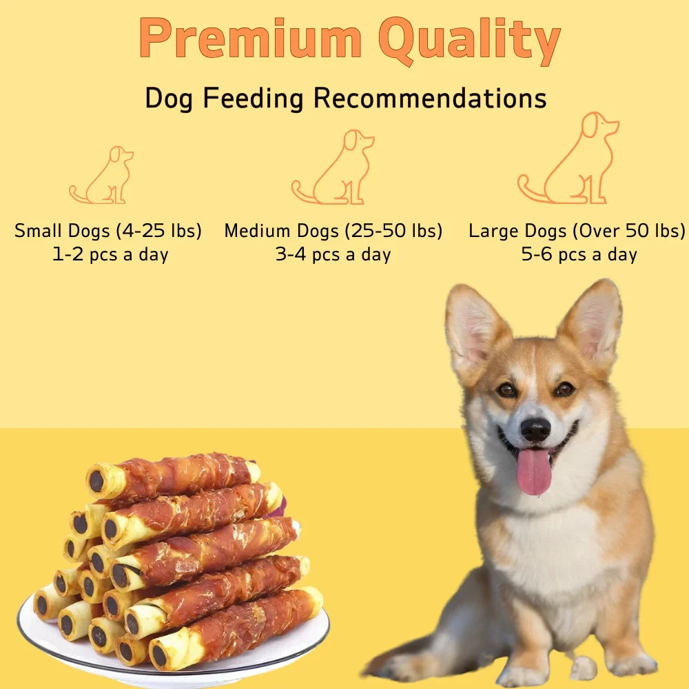 150g/5.29oz  Chicken Wrapped Cowhide Chocolate Stick, Meat Dog Snacks, Made From Chicken Meat And Beef Skin, Beef Stuffing