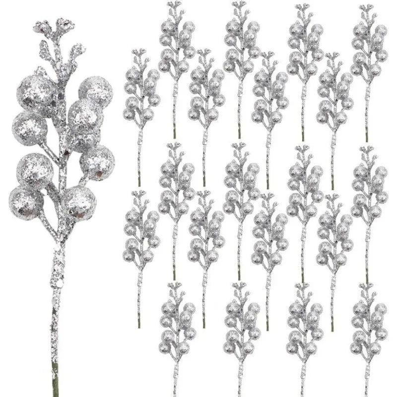 5Pcs Pink Artificial Flowers Berry Christmas Tree Ornament for Xmas Wedding Wreath Decoration New Year 2026 Wreath Accessories