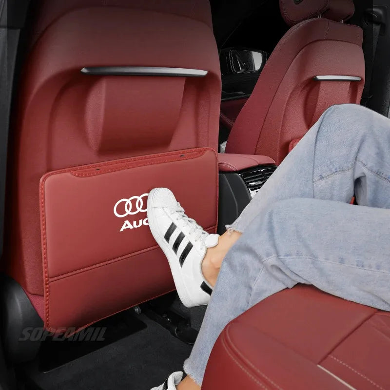For Audi A3 A4 A5 A6 A7 A8 RS3 RS4 RS5 RS6 S3 S4 S5 Q3 Q5 Q7 Q8 Car Seat Back Storage Bag Rear Backrest Protection Anti-kick Pad