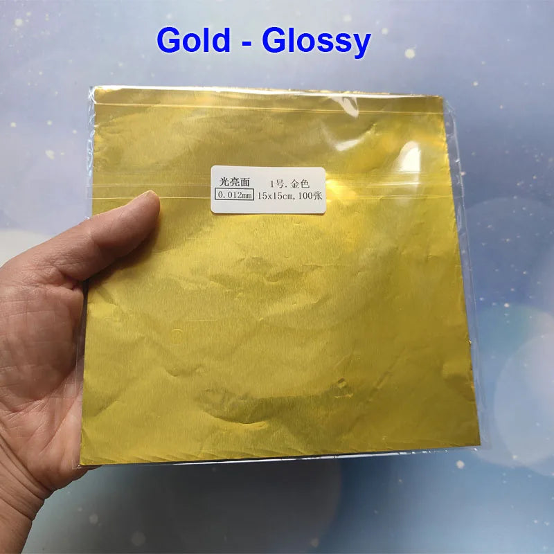 100pcs 15x15cm Gold Silver Pink Blue Purple Peel Aluminum Foil Paper Wedding Chocolate Wrapper Candy Wrapping Pastry Packing Bag