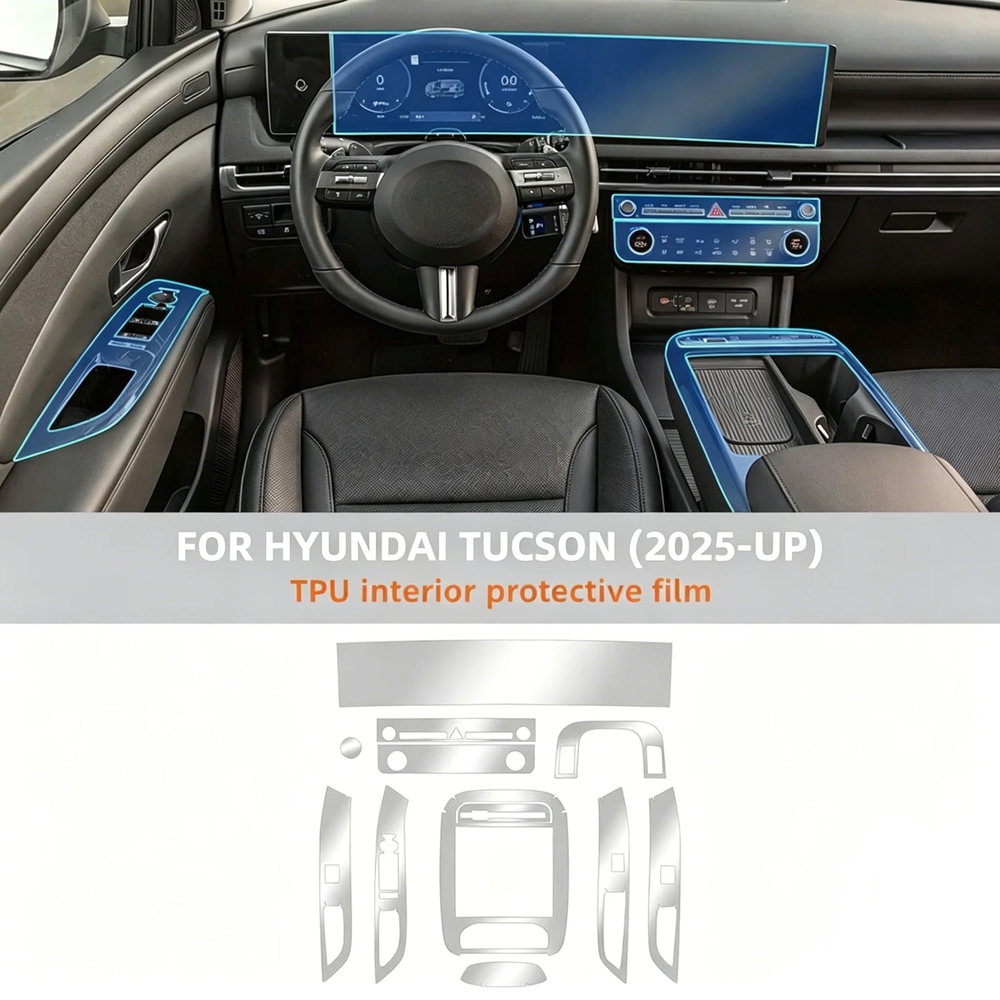 Center Console Transparent TPU Protective Film For Hyundai Tucson 2025-2026 Interior TPU Film Interior Screen Protector