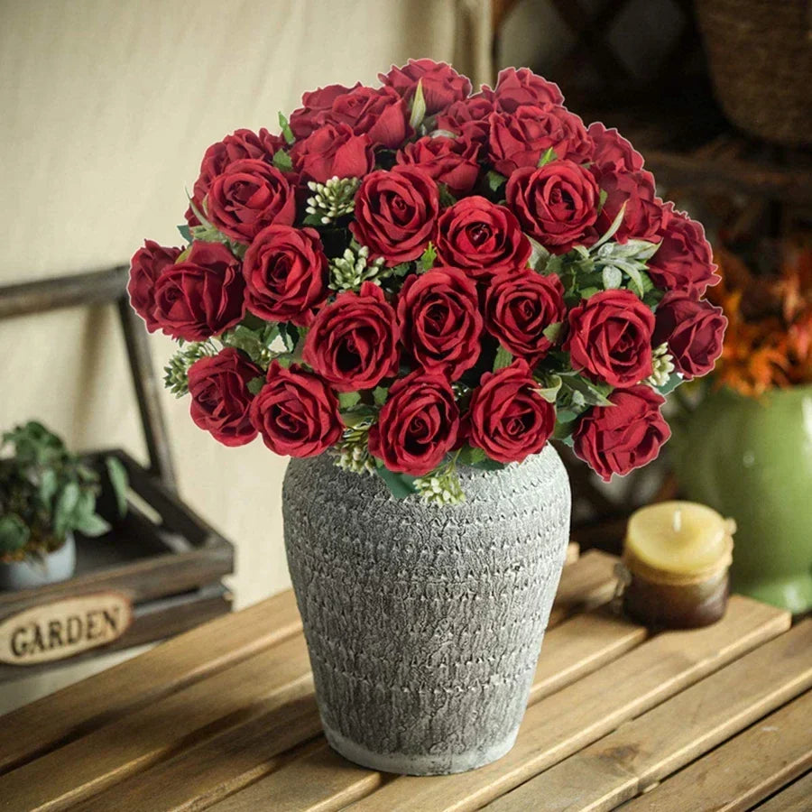 Silk White Rose Bouquet