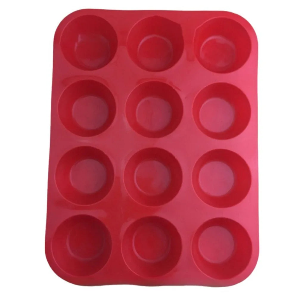 12 Holes Cupcakes Mold Non Stick Silicone Baking Mold Soap Chocolate Muffin Baking Pan DIY Baking Tools