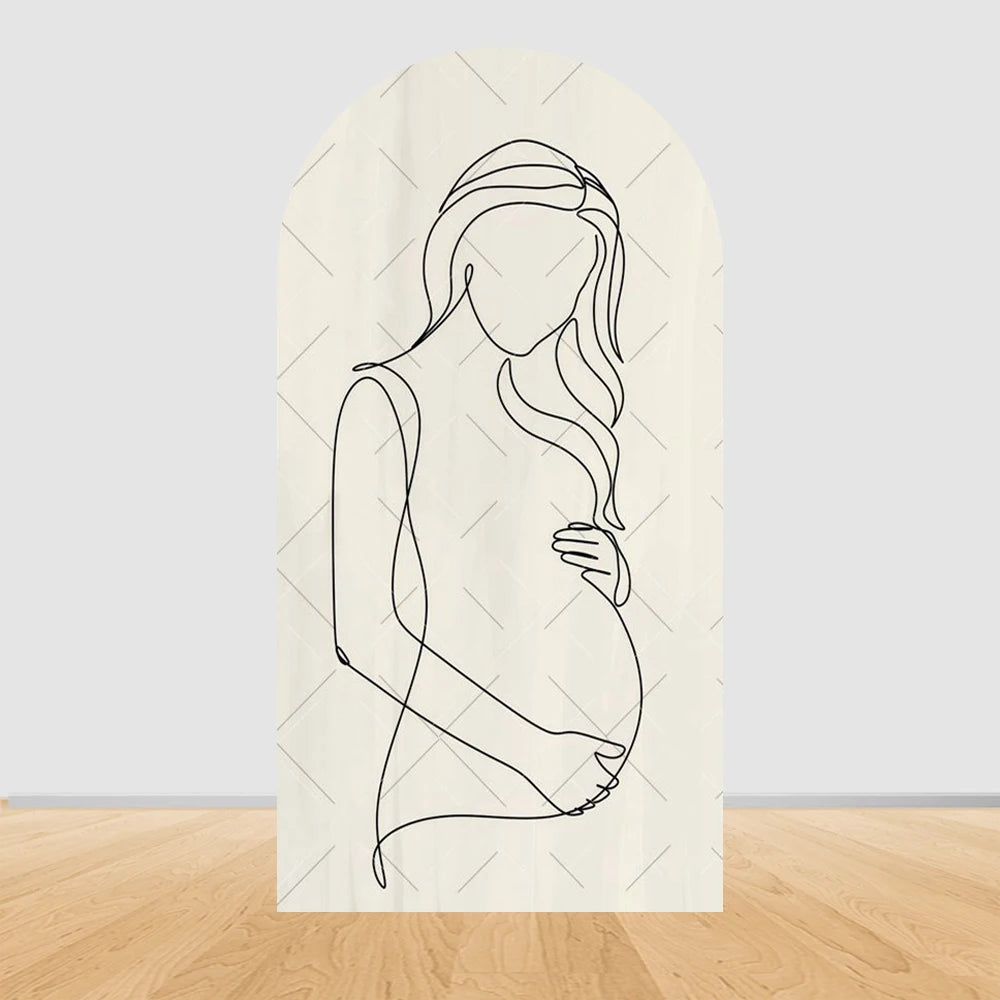 Pregnant Women Theme Arched Elastic Background Cover Welcome Baby Bear Flowers Baby Shower Photography Background Wall Decor