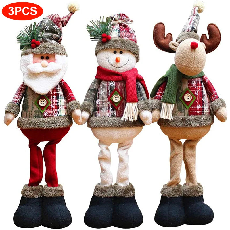 Christmas Dolls Tree Decor Standing Santa, Snowman and Reindeer Figurines  for Home Decor Birthday Gifts Merry Christmas