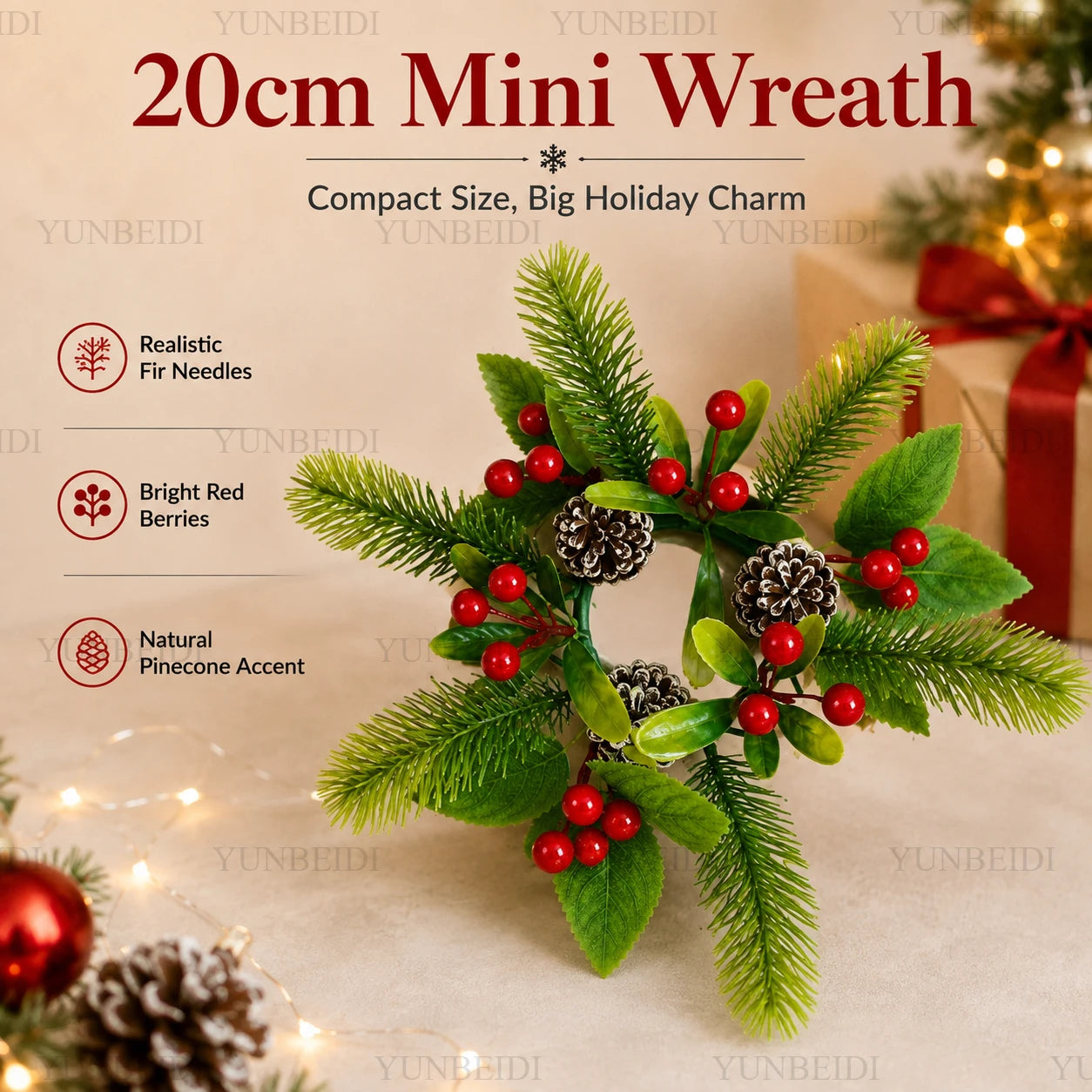 Artificial Christmas Branches PE Material Christmas Wreath 20CM/60CM for Home Windows Doors and Walls Christmas Decorations