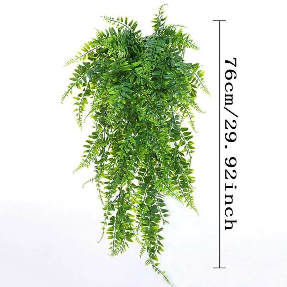 Plastic Persian Fern Leaves Realistic Hanging 76CM Fake Vine Grass Anti-UV Green Artificial Plants Wedding Party Wall