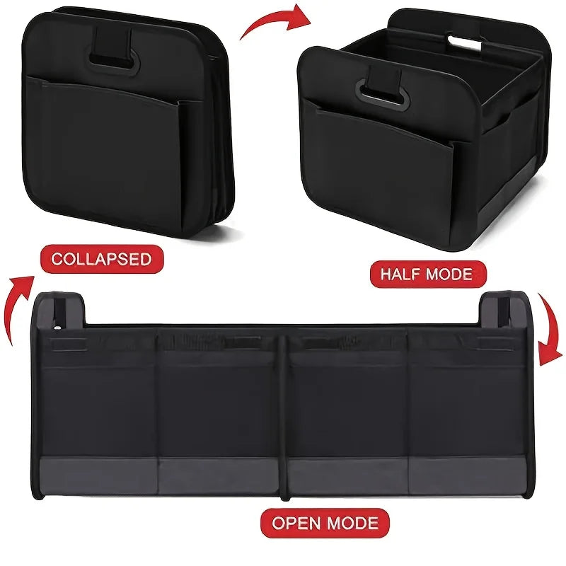 600D Oxford Fabric Collapsible Car Trunk Storage Box Multi-Compartment Organizer for SUV/Minivan with Reinforced Handles