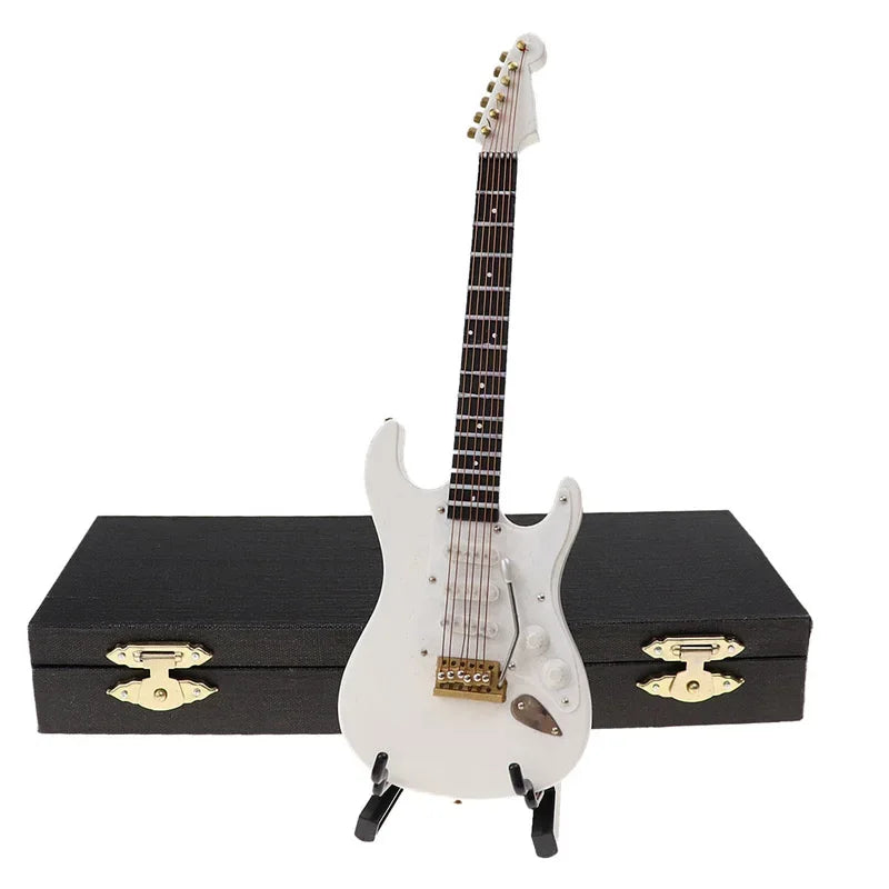 Wooden Musical Instruments Collection Decorative Ornaments Mini Electric Guitar With Support Miniature Model Decoration Gifts