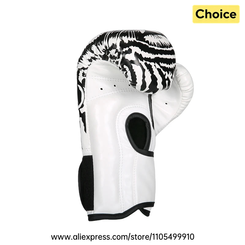 4-16OZ Boxing Sparring Gloves White Tiger Zebra Martial Arts MMA Gloves Wrist Support Sparring Fitness Kickboxing Punch Gloves