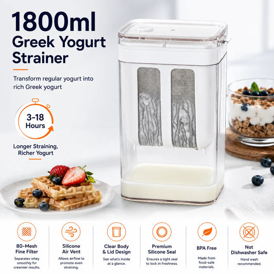 1100ml/1800ml Yogurt Filter Greek Yogurt Strainer Food Strainer Storage Container  Whey Separation Cheese Tools Kitchen Supplies