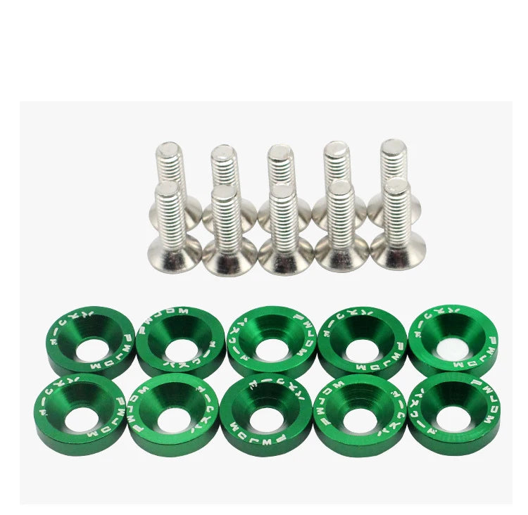 10 PCS M6 Car Modified Fasteners Fender Washer Bumper Engine Concave Screws Fender Washer License Plate Bolts Car Styling Gasket