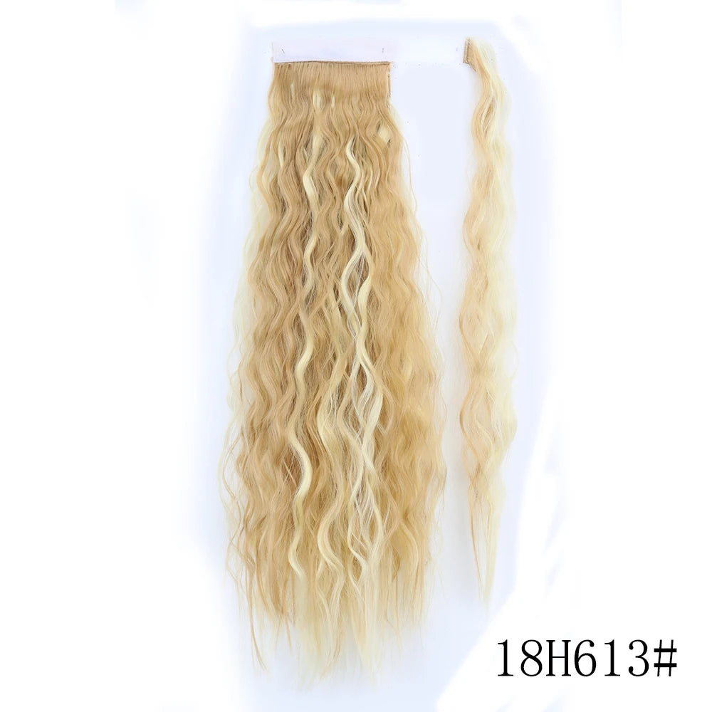 LISI GIRL Synthetic Hair 22''34'' Long Straight Ponytail Wrap Around Ponytail Clip in Hair Extensions Black Hairpiece Headwear