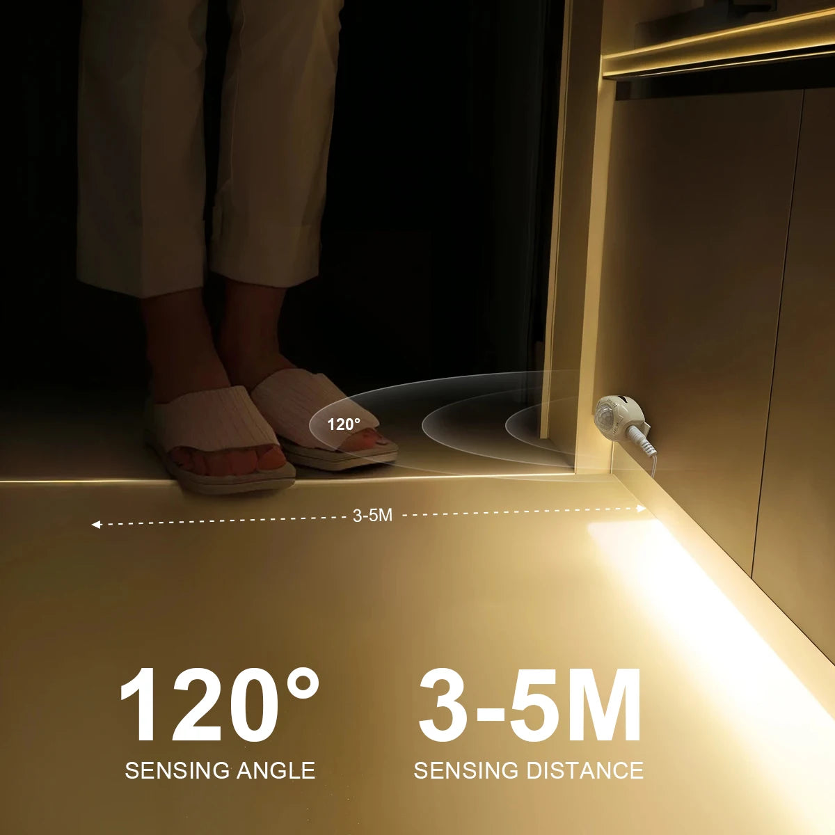 Waterproof 2835 LED Strip with 110V 220V to 12V EU US Power Adapter Plug PIR Motion Sensor Switch Ruban LED Under Cabinet Light