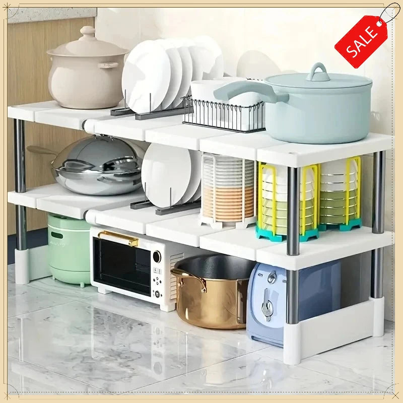 Adjustable Expandable Under Sink Storage Rack Multi-layer Cabinet Organizer Space-Saving Pot Holder for Kitchen Bathroom