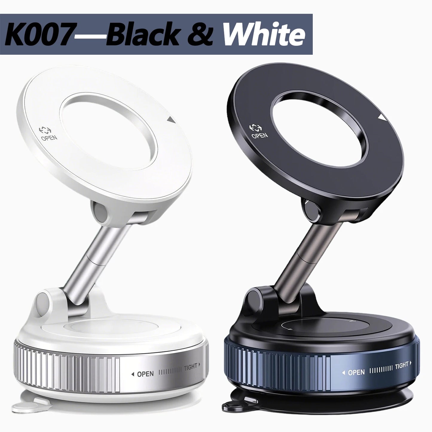 K007/K009 Strong Magnetic Car Phone Holder Foldable Design 360° Adjustable Vacuum Mount for Car/Desk/Bathroom/Universal Use