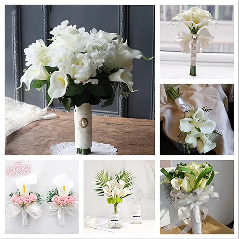 10PCS Artificial Flowers Calla Lily Faux PU Fake Flowers for Weddings Bouquet Bridal Shower DIY Bridal Bouquets Home Party Decor