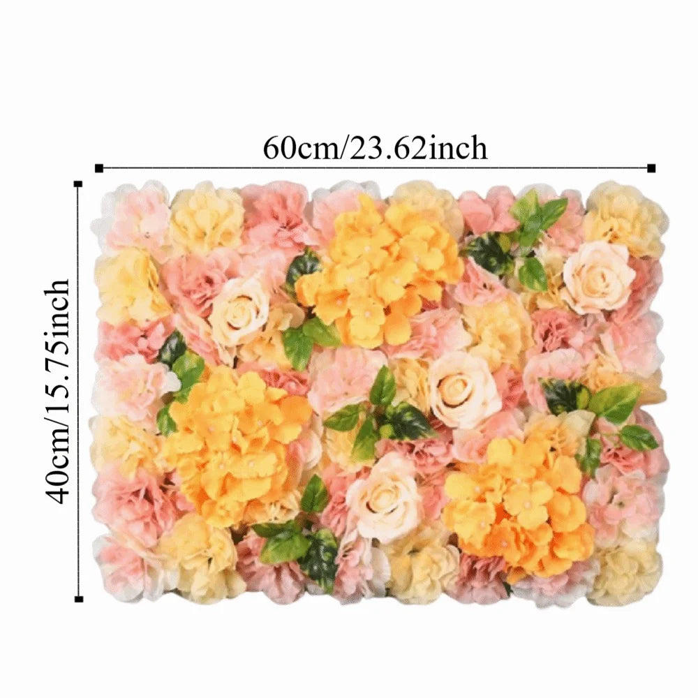Handmade Artificial Flower Wall Panels Realistic Romantic Rose Wedding Background Durable 60X40cm Wedding Wall Backdrop