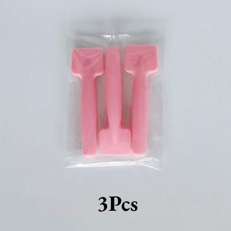 3Pcs Pink Silicone Facial Mask Brush with Spatula Shovel Type Design for Even Application Face Sensitive Skin Skin Care Tool