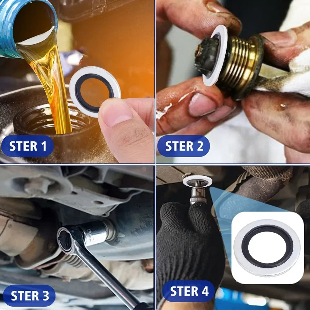 Car Oil Pan Drain Plug Aluminum Alloy Fluororubber Sealing Ring Gasket For Renault Bonded Seal Washer Car Accessories 110265505R