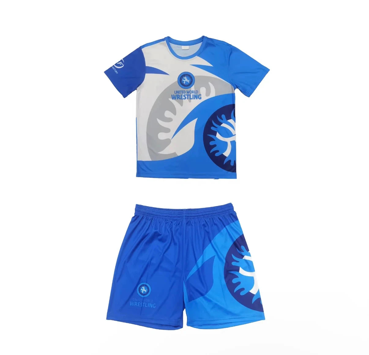 2026 New Men World Wrestling Team Sportswear Set Short Sleeve T Shirt and Shorts for Workout Lightweight Moisture Wicking