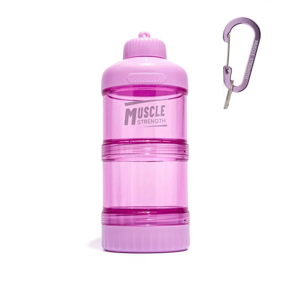 1/2/3 Layer Protein Powder Box Portable Plastic Medicine Box Durable with Mountaineering Buckle Funnel Fitness Supplement Bottle