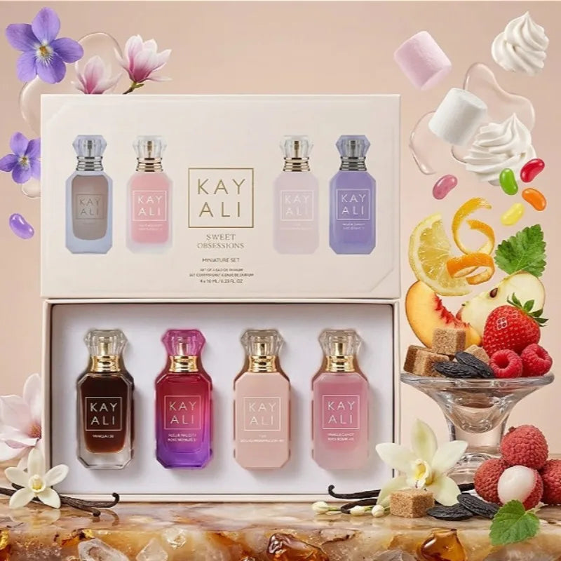 KAYALI 4x10ml Mini Perfume Set Vanilla Oud Floral Fruity Oriental Long Lasting Unisex Eau De Parfum Luxury Gift Collection