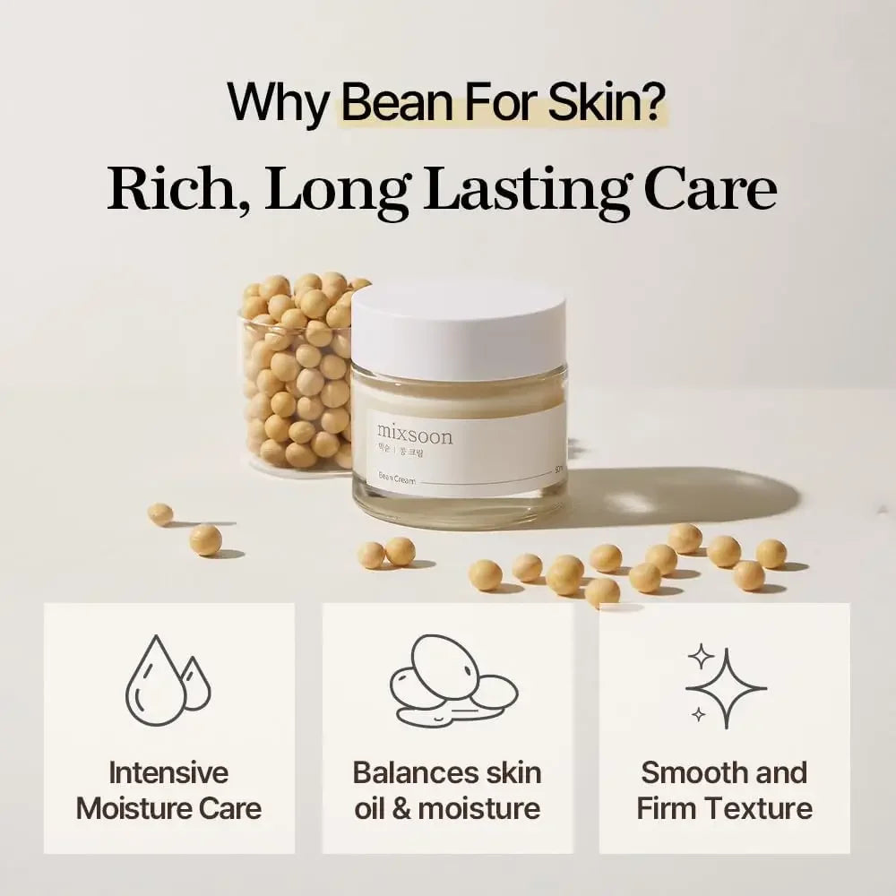 Mixsoon Bean Essence Cream Duo Set Hydrating Moisturizing Smoothing Glass Skin Care 50ml+50ml Korean Skincare