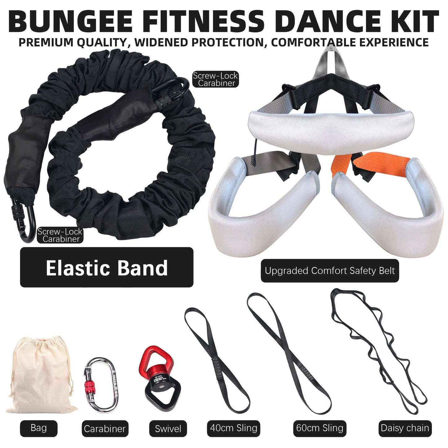 Heavy Bungee Fitness Equipment Set Cord and Harness Upgraded For Home Gym Yoga Rope Gravity Bungee Training Pro Tool Studio