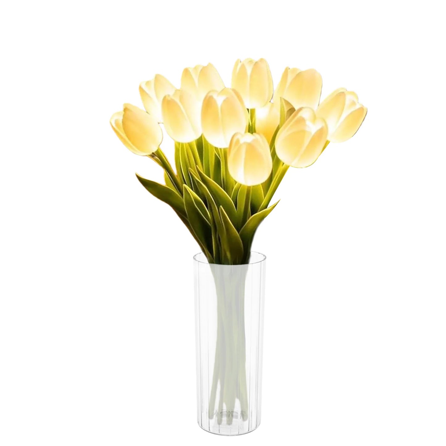 10/15pcs LED Lighted Artificial Flowers Tulip Lamp with Vase Tulip Desk LED Night Light for Valentines Day Gift