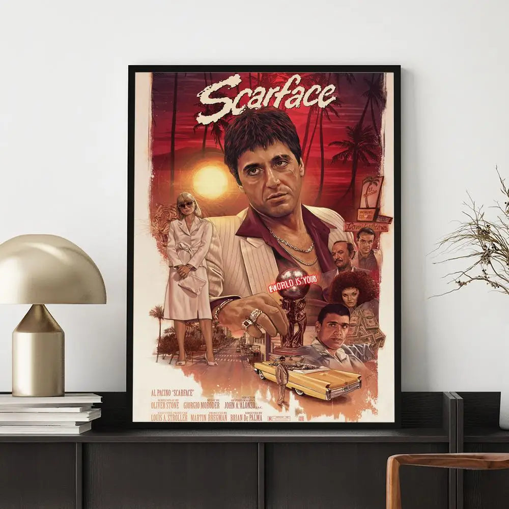 Movie S-Scarface Poster HD Versatile Waterproof Wall Decor Self Adhesive Perfect for Any Room & Ideal Gift
