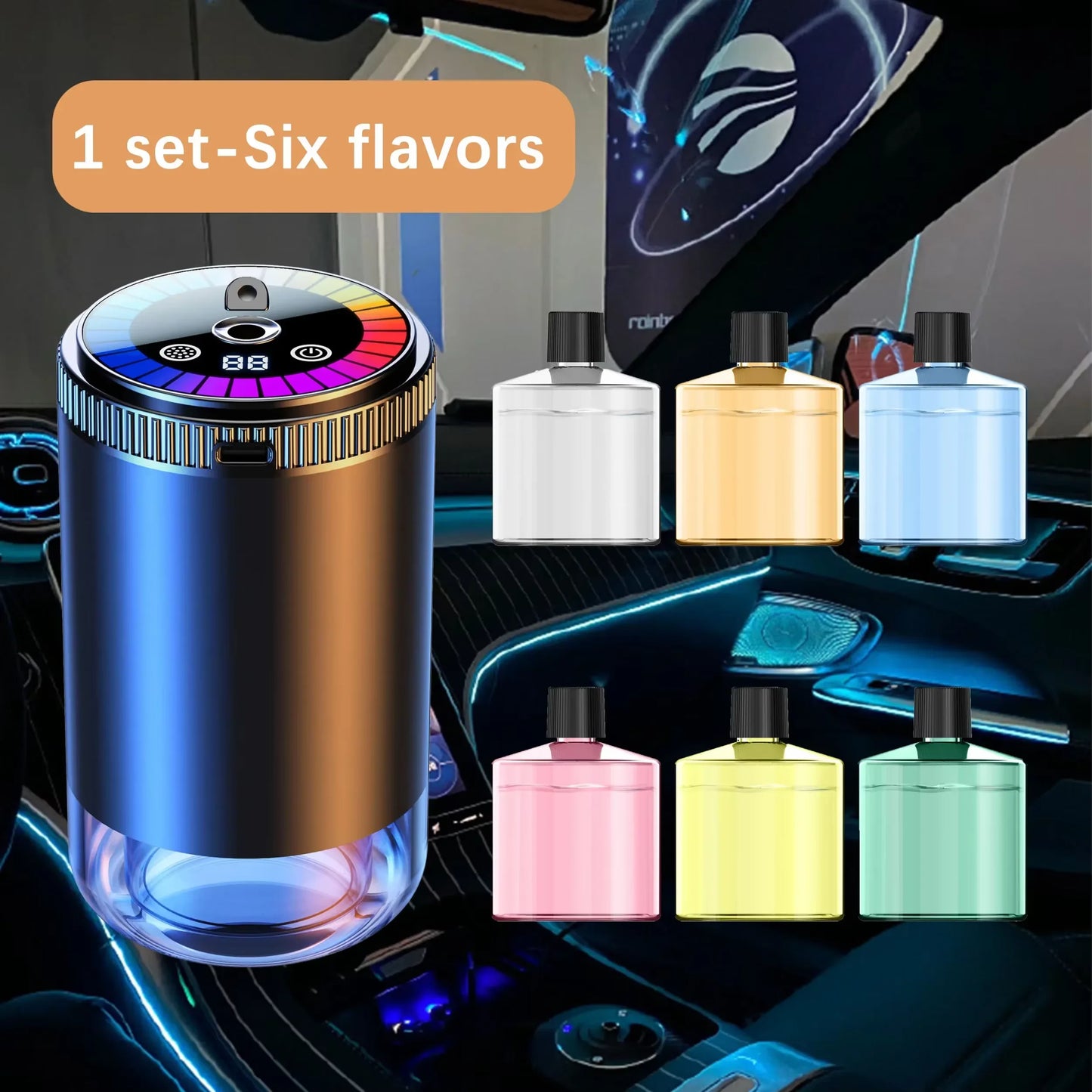 Smart Car Aroma Diffuser Rechargeable Air Freshener Auto On Off 5 Modes Starry Sky Ambient Light USB Car Purifier Humidifier